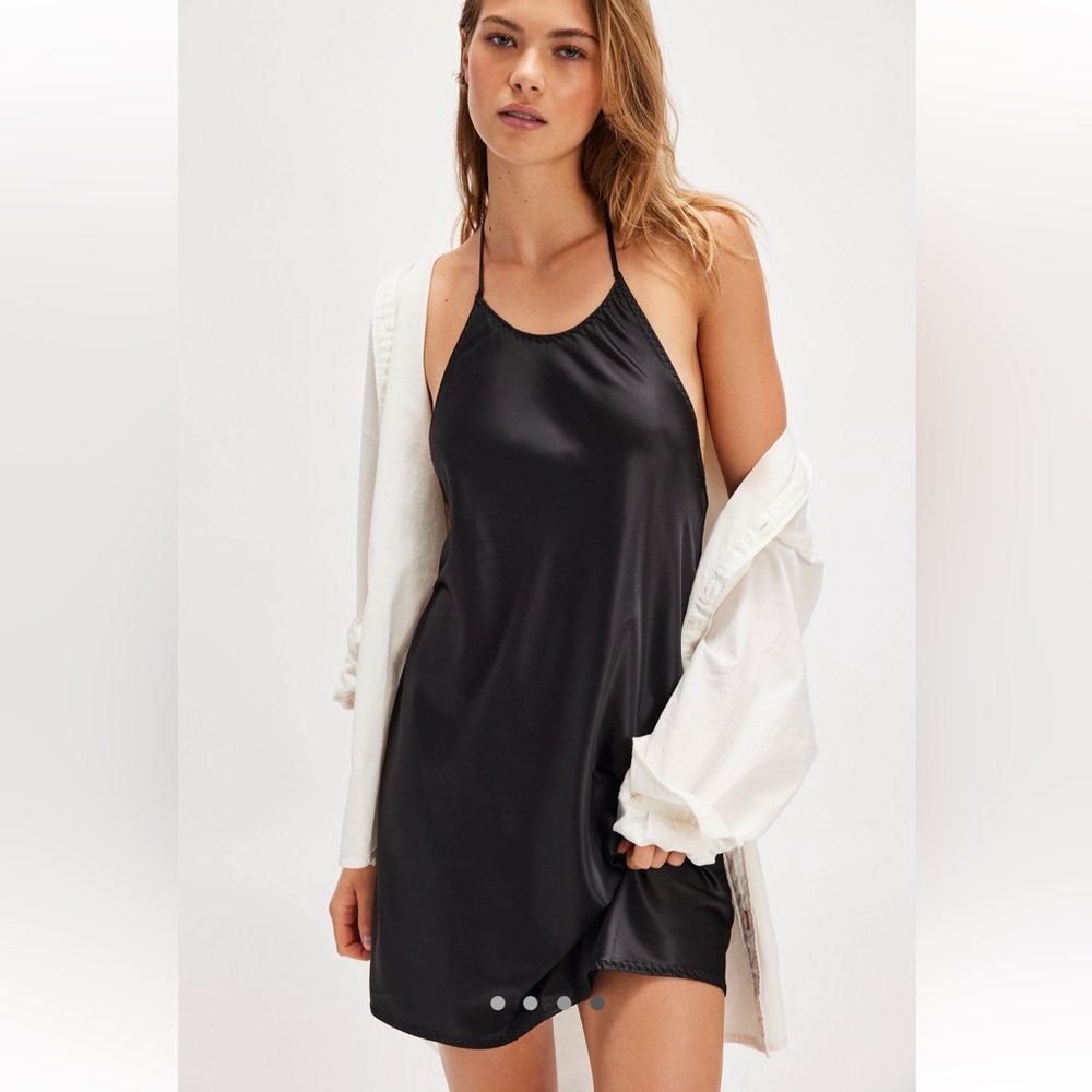 Free People Friday Fever Mini Slip Dress Black Small